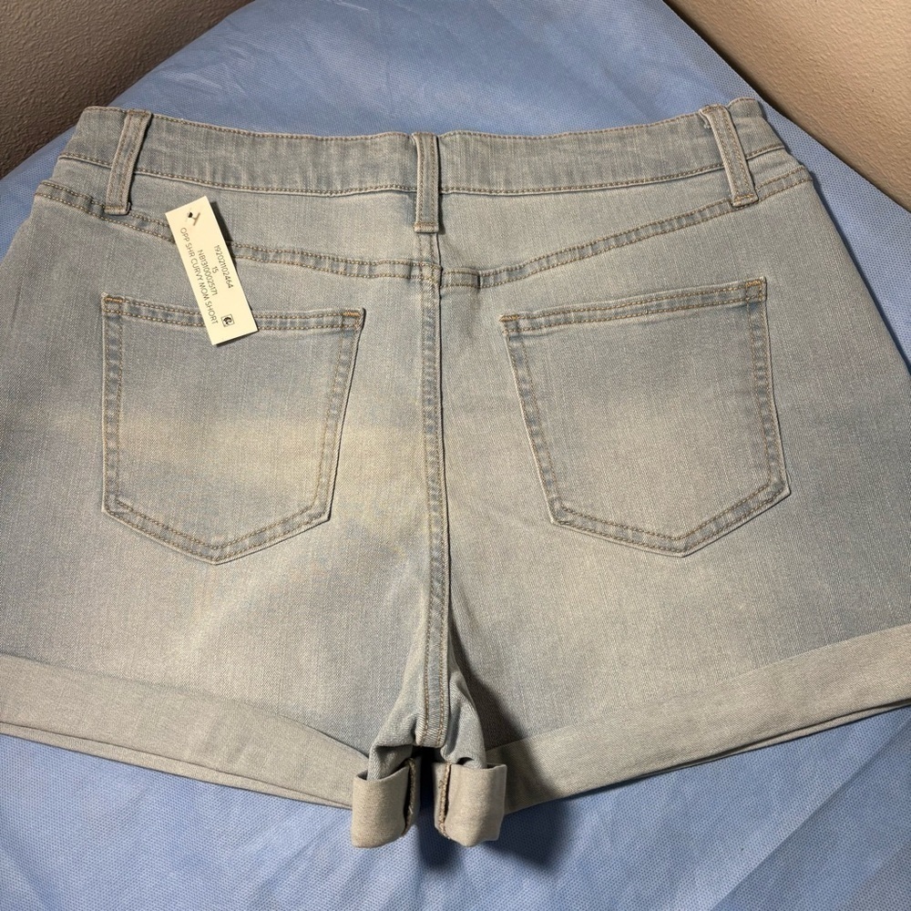 Blue Jean Shorts Light Wash Cuffed Hem super high rise mom - Picture 13 of 15